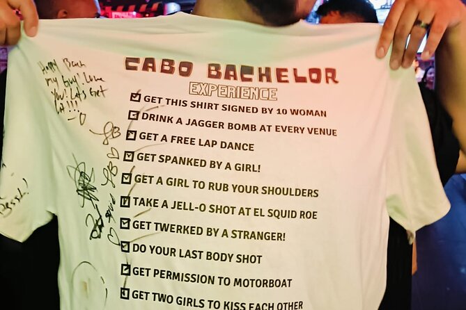 Bachelor Crawl- Cabo San Lucas- Free T-Shirt party checklist - Crush Nightspot starts the party