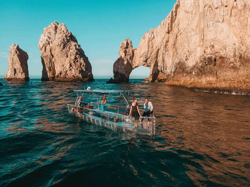 Discover Cabo San Lucas Clear Boat Glass Factory & Tequila - Cabo’s Arch from a glass-bottom boat
