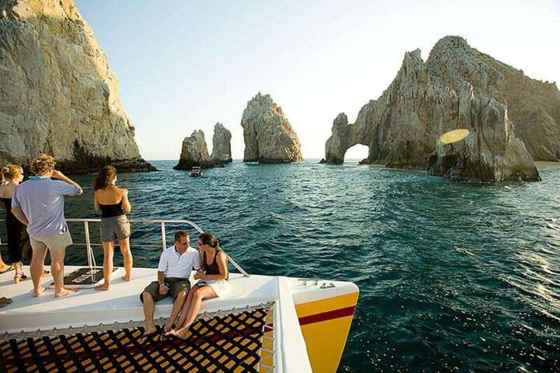 Los Cabos: Jazz & Wine Sunset Catamaran Cruise - Lover’s Beach and Land’s End from the water