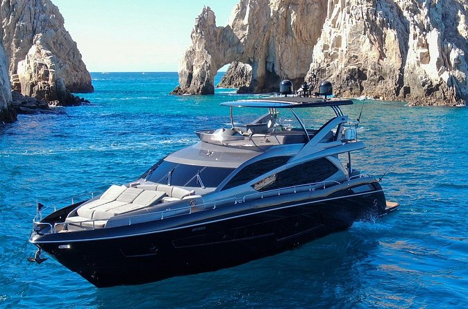 Luxury Black Yacht in Cabo - Medano Beach: drinks, food, and a social finish