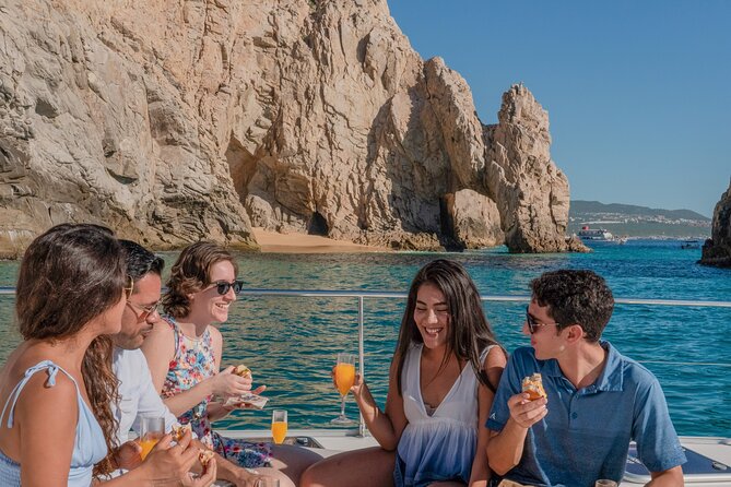 Multimillion Yacht Cabo Cruise Sunset or Snorkel Optional PICKUP! - Crew service, music, and onboard comfort
