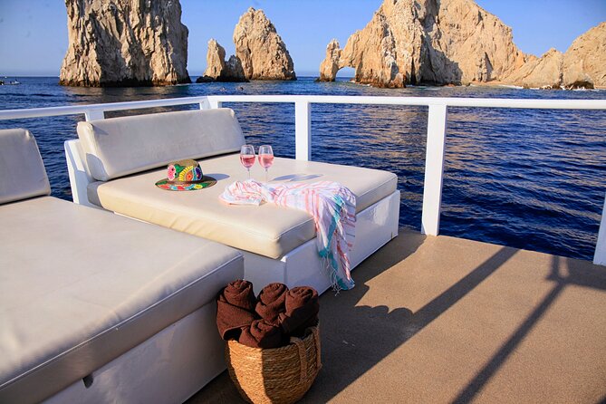 Private Cabo Catamaran with Water Toys for up to 20 Guests - Cruising Cabo Bay toward the Arch